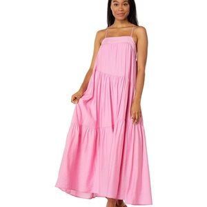Moon River Pink Tier Maxi Asymmetrical Sundress! Size M